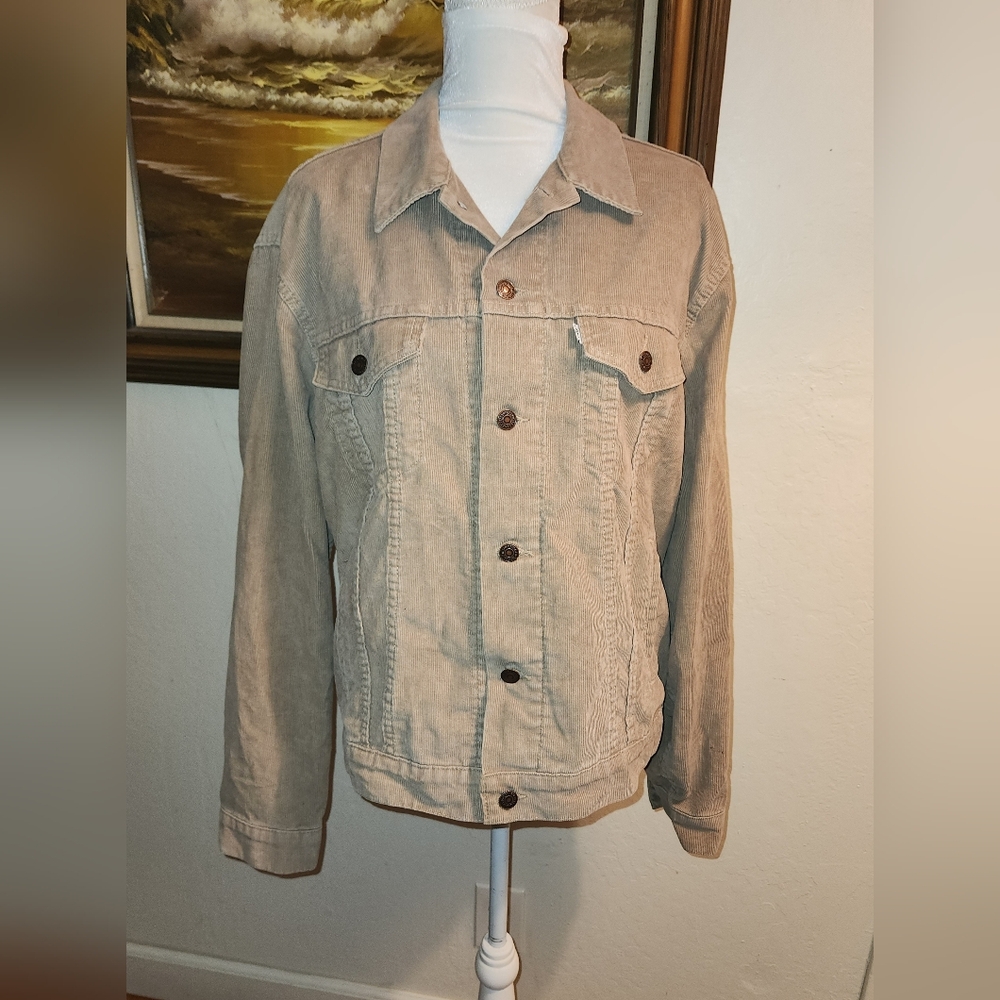 Vintage 1980s 1990s Tan Corduroy Trucker Jacket Levi's